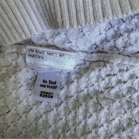 Ted Baker London White Knit Sweater Crew Neck Cotton Cashmere 3/4 Sleeve 2 - Picture 10 of 11